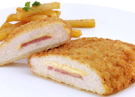Chicken cordon bleau with french fries